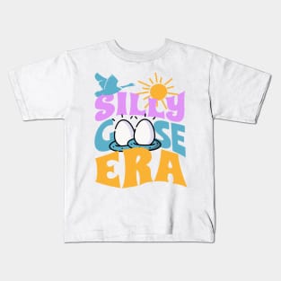 Silly Goose Shirt Funny Cute In My Era Meme Groovy Retro Wavy Kids T-Shirt